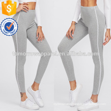 Grey Lace Contrast Side Leggings OEM/ODM Manufacture Wholesale Fashion Women Apparel (TA7015L)